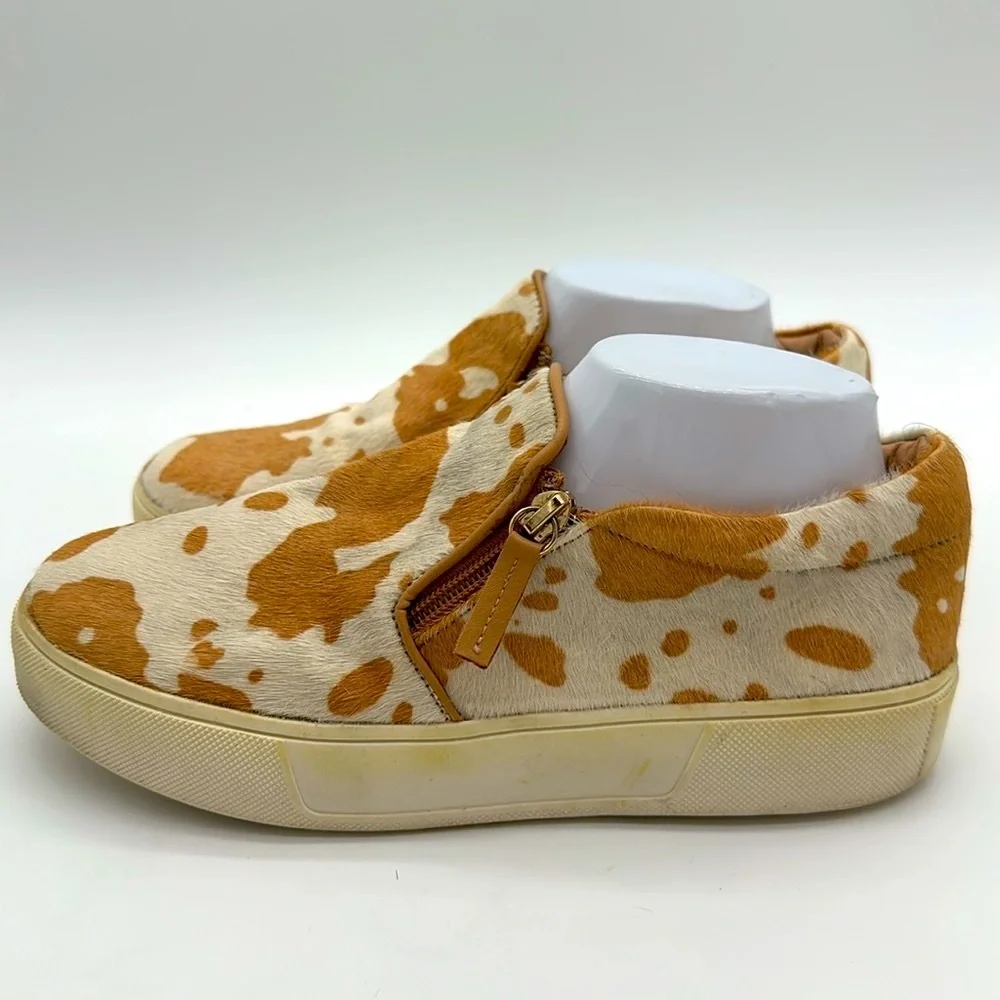 Very Volatile Animal Print Natural Tumble Hide Zip Up Slip On Shoes W Size 8.0